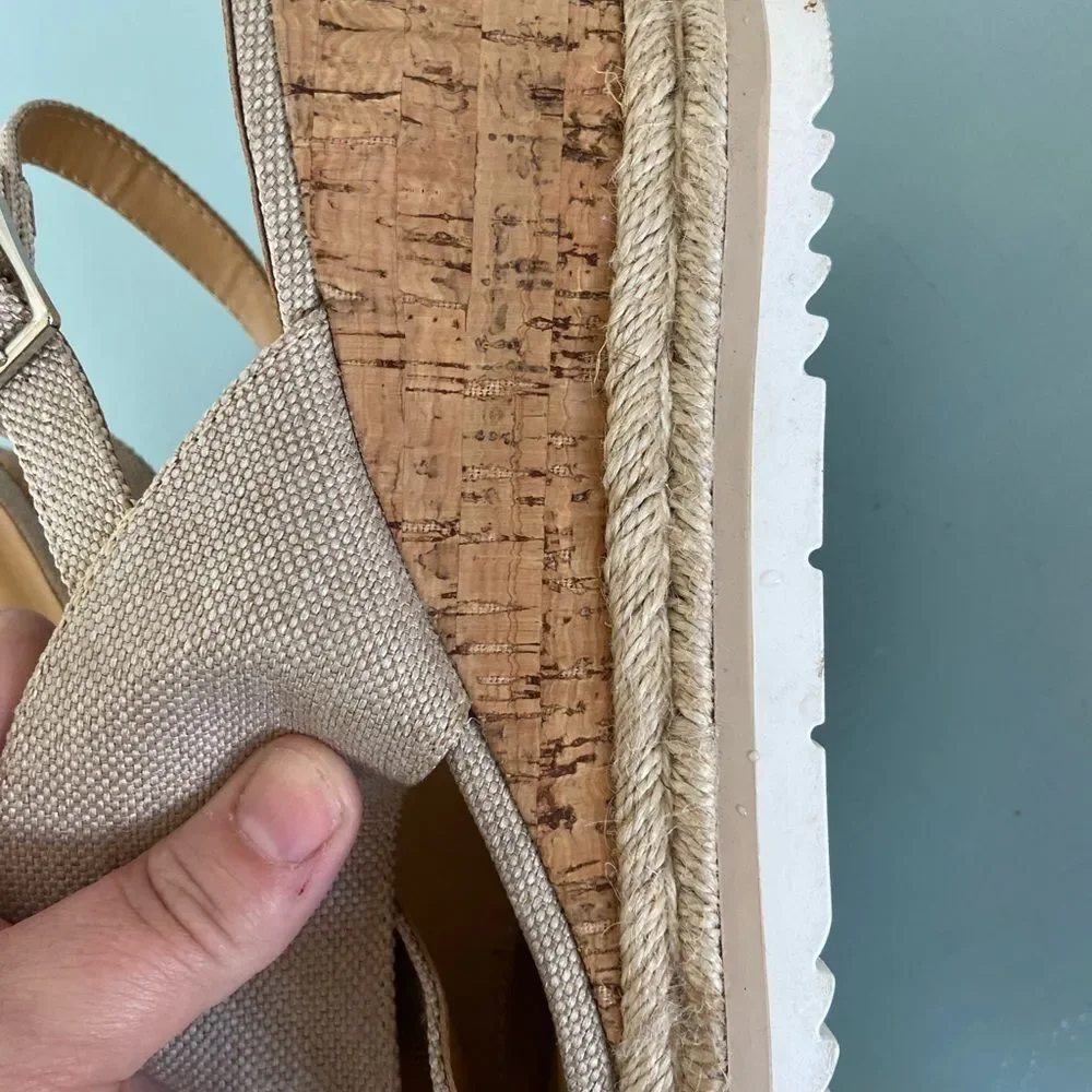 NEUTRAL TAN/BEIGE ESPADRILLE cork platform wedge